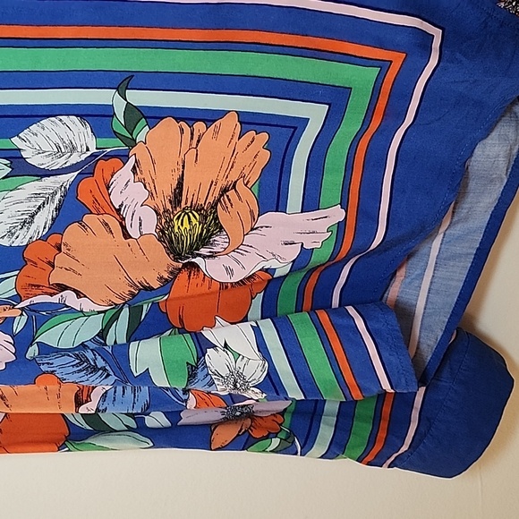 Anthropologie Maeve Elan Scarf-Printed Floral Tie Front Blouse Sz 10 - Picture 11 of 16